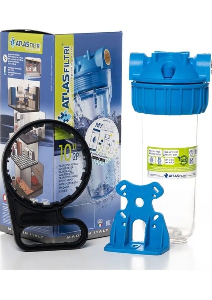 Atlas 3/4" 10" Inch Daire Girişi Boş Tekli Filtre Kabı