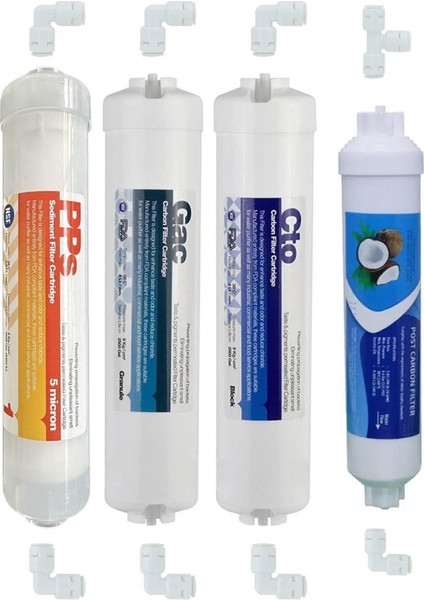 Kapalı Kasa Su Arıtma Cihazlarına Uyumlu 4'lü Inline Filtre Set