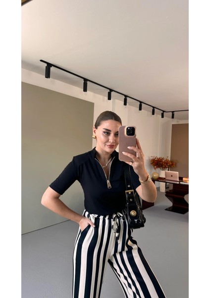 Bebe Plus Kadın Fermuarlı Sıfır Yakalı Full Likra Yarım Kol T-Shırt fırsatları