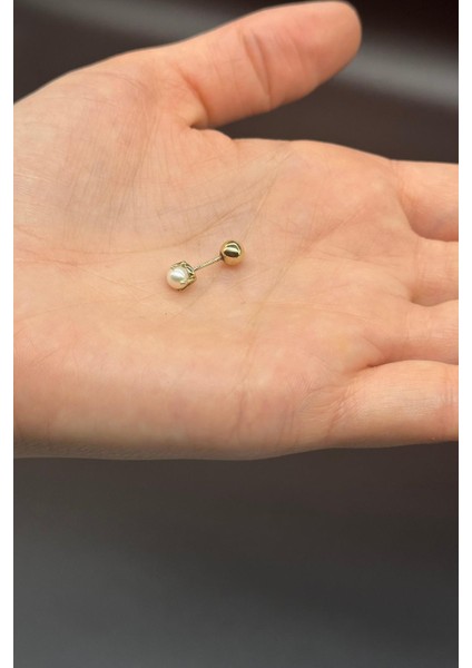 14 Ayar Altın 4 mm Tragus Doğal İnci Çift Taraflı Top Piercing fiyatları