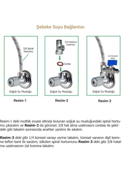 Su Arıtma Hat Alma Aparatı ve Küresel Vanası 3/8 fiyatları