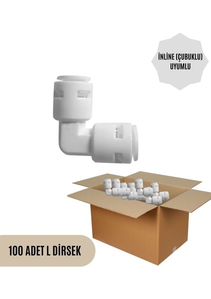100 Adet Inline (Çubuklu) L Dirsek