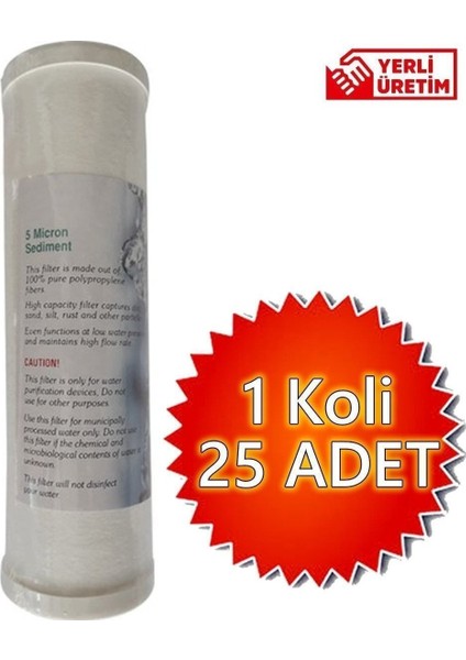 Su Arıtma Cihazı Filtresi Kapaklı Sediment 25 Adet