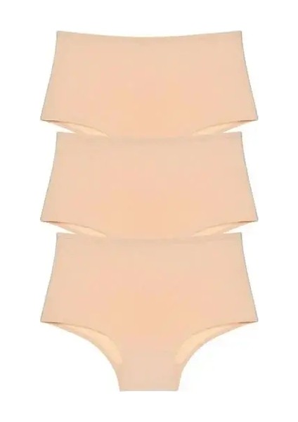 Kadın Ten Rengi 3 Lü Paket Pamuklu Yüksek Bel Külot modelleri