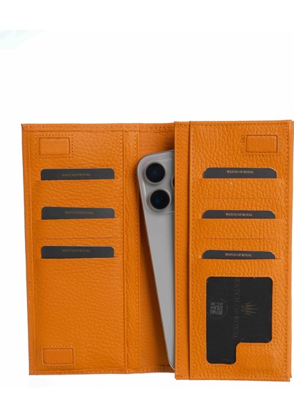 Parıs Turuncu Deri Telefon Cüzdanı