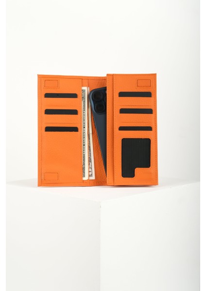 Parıs Turuncu Deri Telefon Cüzdanı modelleri