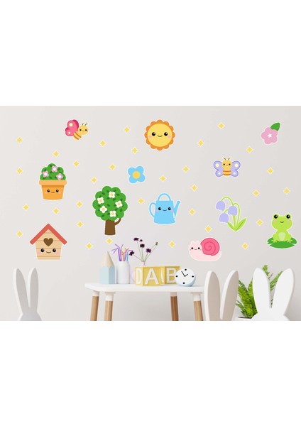 Anaokulu ve Çocuk Odası Şirin Hayvan Temalı Dekoratif Sticker Seti 44 Parça
