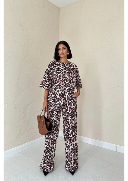 Leopar T-Shirt ve Pantolon Takım