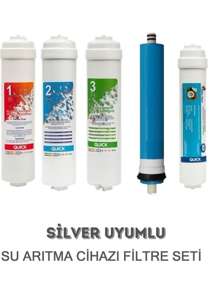 Kapalı Kasa Silver Su Arıtma Cihazı Uyumlu 5li Filtre Set Inline