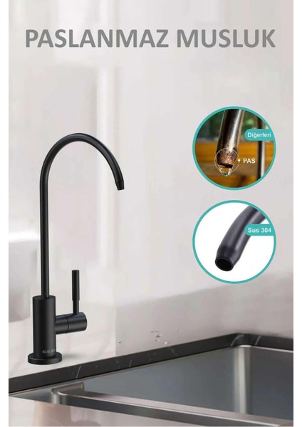 Su Arıtma Cihazı İçin Lüks Musluk Mat Siyah - Su Arıtma Cihazı Bataryası Mat Siyah Siyah-Lüks fırsatları