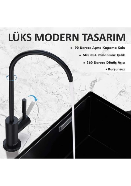 Su Arıtma Cihazı İçin Lüks Musluk Mat Siyah - Su Arıtma Cihazı Bataryası Mat Siyah Siyah-Lüks indirimleri