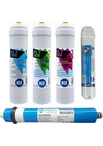 Su Arıtma Cihazı Filtresi Nsf Onaylı 8'li Aquaturco Membranlı Set 100 Gpd fırsatları