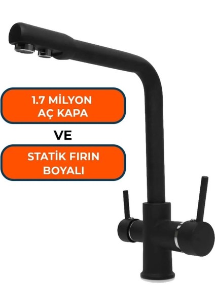 Lüx Arıtmalı Mutfak 3 Yollu Siyah Lüx Evye Batarya Musluk Siyah fiyatları
