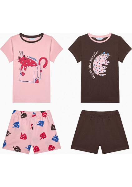 Kız Çocuk Meowberry Çok Renkli 2li Pijama Takımı