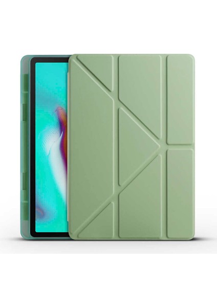 Galaxy Tab A7 10.4 T500 2020 Kılıf Uyumlu Zore Tri Folding Kalem Bölmeli Standlı Kılıf-Açık Yeşil-8