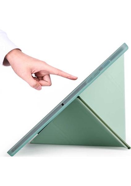 Galaxy Tab A7 10.4 T500 2020 Kılıf Uyumlu Zore Tri Folding Kalem Bölmeli Standlı Kılıf-Açık Yeşil-8