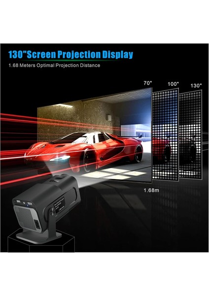 4K Projektör HY320-1920X1080 Full Hd Projeksiyon Cihazı, 12000 Lümen Yüksek Parlaklık Seviyesi, Uzaktan Kumandalı, Wifi 6, Bluetooth 5, Android Tv 11, 40"-130" Geniş Ekran Projeksiyon Cihazı
