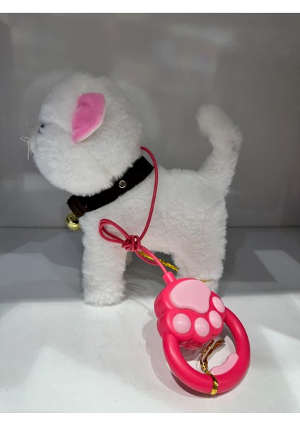 Pilli Sesli Tasmalı Kumandalı Yürüyen Sevimli Kedi Peluş Kedi Tasmalı Kedi