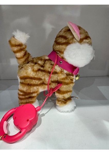 Pilli Sesli Tasmalı Kumandalı Yürüyen Sevimli Kedi Peluş Kedi Tasmalı Kedi modelleri