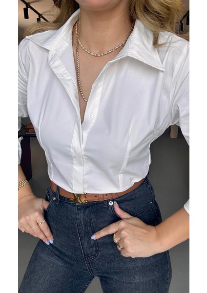 Bebe Plus Kadın Likralı Pamuk Saten Fit Kalıp Düz Gömlek fiyatları