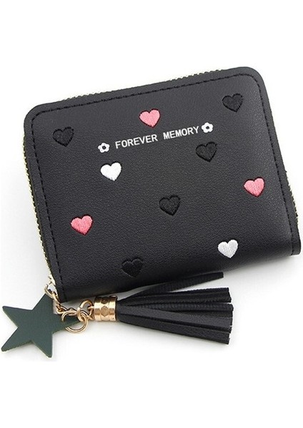 Yeni Bayan Kısa Cüzdan Para Klipsi Püskül Fermuarlı Pu Çoklu Kart Pozisyonu Bozuk Para Cüzdanı Debriyaj Çantası (Yurt Dışından)