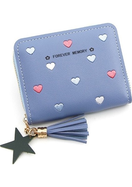 Yeni Bayan Kısa Cüzdan Para Klipsi Püskül Fermuarlı Pu Çoklu Kart Pozisyonu Bozuk Para Cüzdanı Debriyaj Çantası (Yurt Dışından)