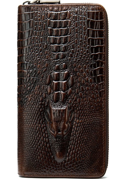 Timsah Desenli Inek Derisi Cüzdan Uzun Hırsızlık Önleyici Fırça Rfid Erkek Modelleri (Yurt Dışından)