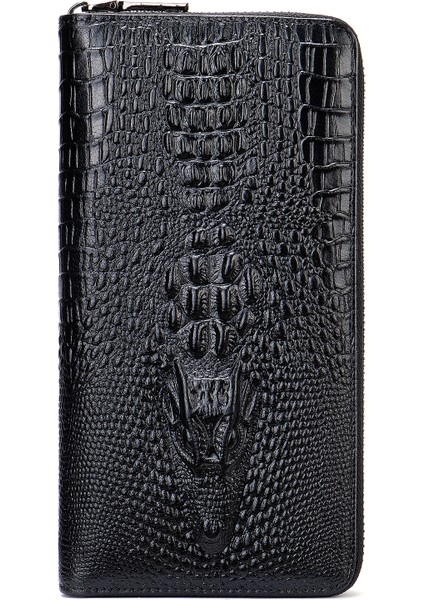 Timsah Desenli Inek Derisi Cüzdan Uzun Hırsızlık Önleyici Fırça Rfid Erkek Modelleri (Yurt Dışından)