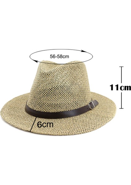 Panama Hasır Şapka Güneşlik Şapka Güneş Kremi Plaj Dokuma Silindir Şapka (Yurt Dışından) modelleri
