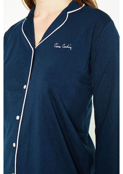 4 Mevsim Kumaş Uzun Kol Önden Düğmeli Kadın Pijama Takım 7717 modelleri