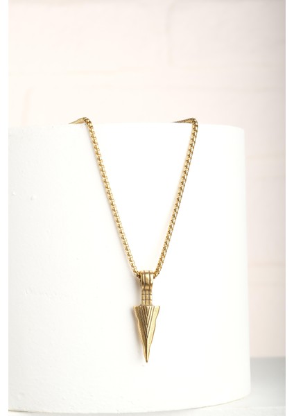 GEOMETRIC TRIANGLE GOLD TİTANYUM KOLYE