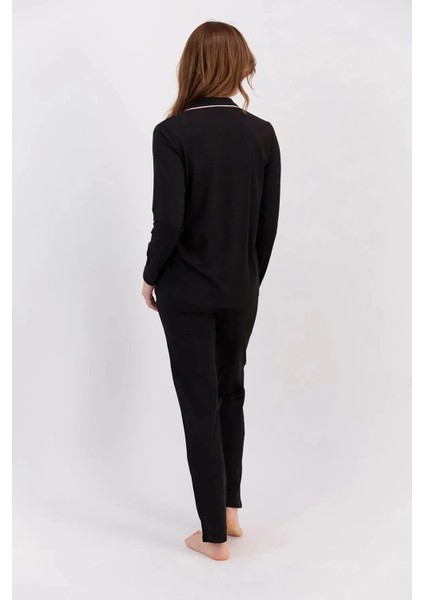 4 Mevsim Kumaş Uzun Kol Önden Düğmeli Kadın Pijama Takım 7717 fırsatları