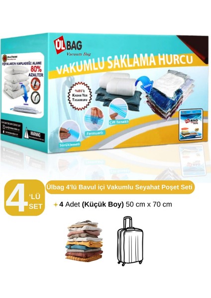 Vakumlu Saklama Poşet Seti 4'Lü Bavul Içi - Vakumlu Hurç - Vakumlu Torba