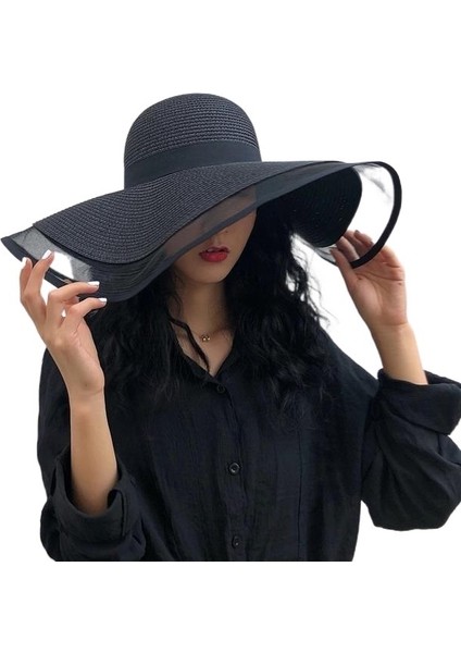 Tatil Şapkası Kadın Büyük Kenarlı Hasır Şapka Plaj Güneş Şapkası (Yurt Dışından) fiyatları
