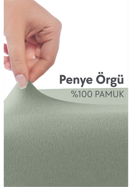 %100 Pamuk Penye Lastikli Çarşaf - Tek Kişilik | Fitted - Mint - Açık Yeşil - 90 x 190 cm