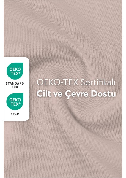 %100 Pamuk Penye Lastikli Çarşaf - Tek Kişilik | Fitted - Pudra - 100 x 200 cm