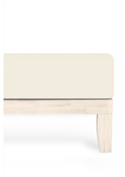 %100 Pamuk Penye Lastikli Çarşaf - Tek Kişilik | Fitted - Ekru - 100 x 200 cm