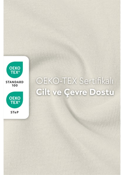 %100 Pamuk Penye Lastikli Çarşaf - Tek Kişilik | Fitted - Ekru - 100 x 200 cm