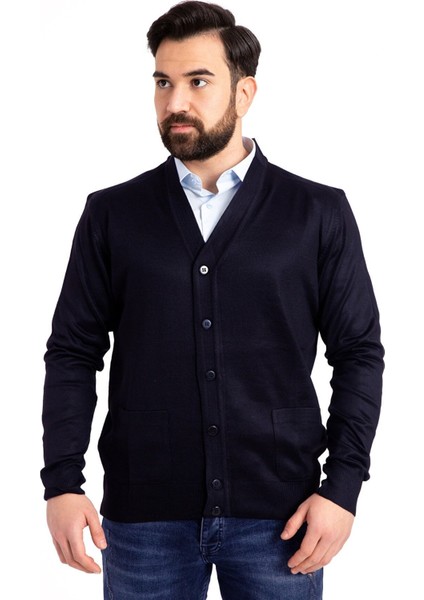 Erkek Orta Yaş ve Üzeri Ince Yün Akrilik Triko Örgü Düğmeli Baba Hırka 5100