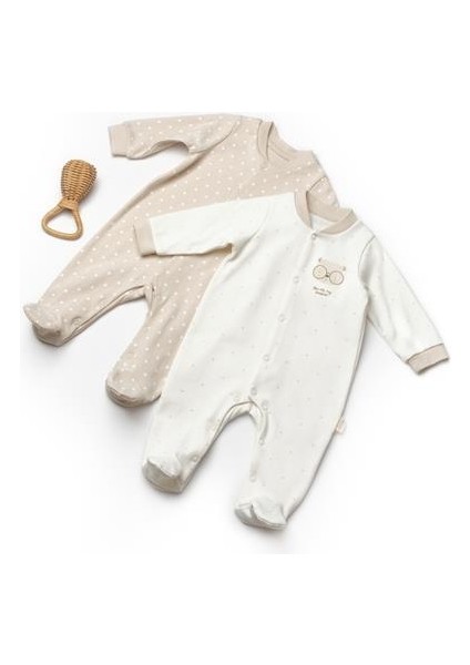 Bebek 2'li Patikli Tulum %100 Organik Pamuk, Bebek - Yenidoğan Serisi -CSY8107