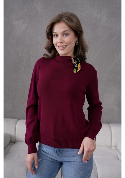 Bisiklet Yaka Fularlı Triko Kazak Triko Bluz 1100 fiyatları