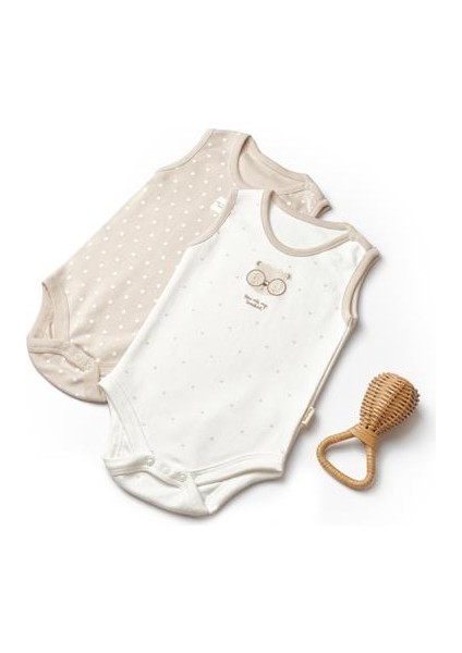 Baby Cosy Organic BabyCosy Organic Wear Bebek 2li Askılı Badi %100 Organik Pamuk, Bebek ve Yenidoğan Serisi - CSY8100