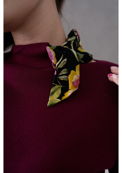 Bisiklet Yaka Fularlı Triko Kazak Triko Bluz 1100 fırsatları