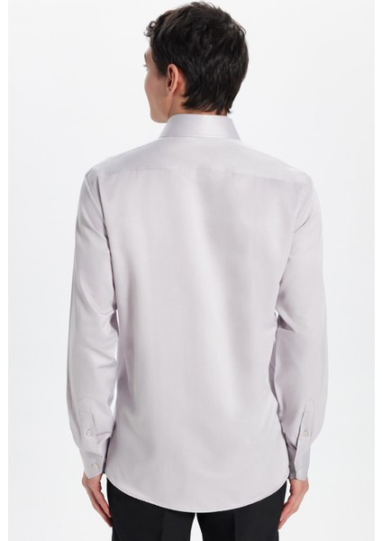 Erkek Modern Slim Fit Düz Saten Pamuklu Bej Gömlek indirimleri
