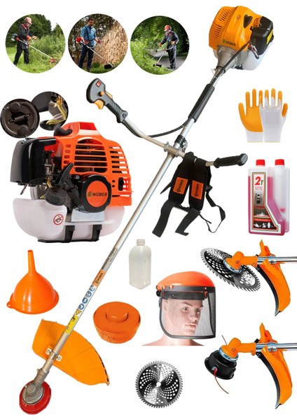 Germany 3 Hp 20HPX 4x4 Gtr-X Çift Bakır Şanzuman Yan Tipi Benzinli Motorlu Tırpan Ot Çalı Çim Biçme Makinesi