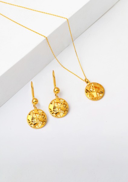 Işıltılı Tasarım Kolye Küpeli Altın Set fiyatları