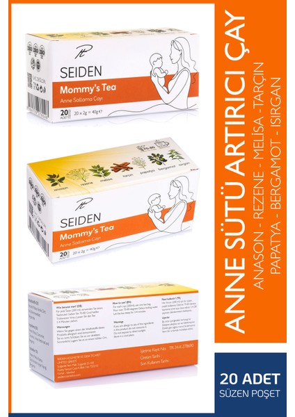 Emziren Anne Süt Arttırıcı Çayı | Sallama, Demleme 7 Farklı Doğal Içerikli Çay 20'li