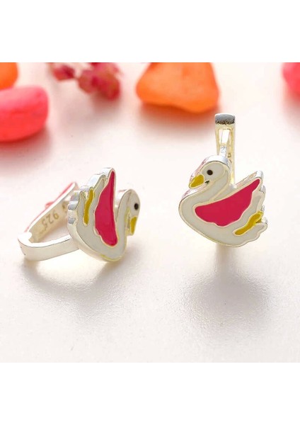 Gümüş Kuğu Çocuk Küpesi