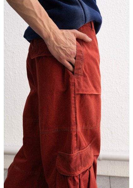 Soluk Efektli Kargo Bordo Pantolon modelleri