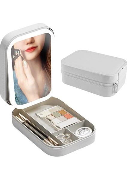LED Işıklı Aynalı Bölmeli Pembe Makyaj Çantası fırsatları